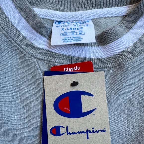 Champion Oversized Gray Crewneck Sweatshirt Collegiate Vintage - Picture 8 of 10